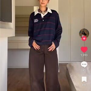 Zara Chocolate Brown Wide Leg Denim - Size 8